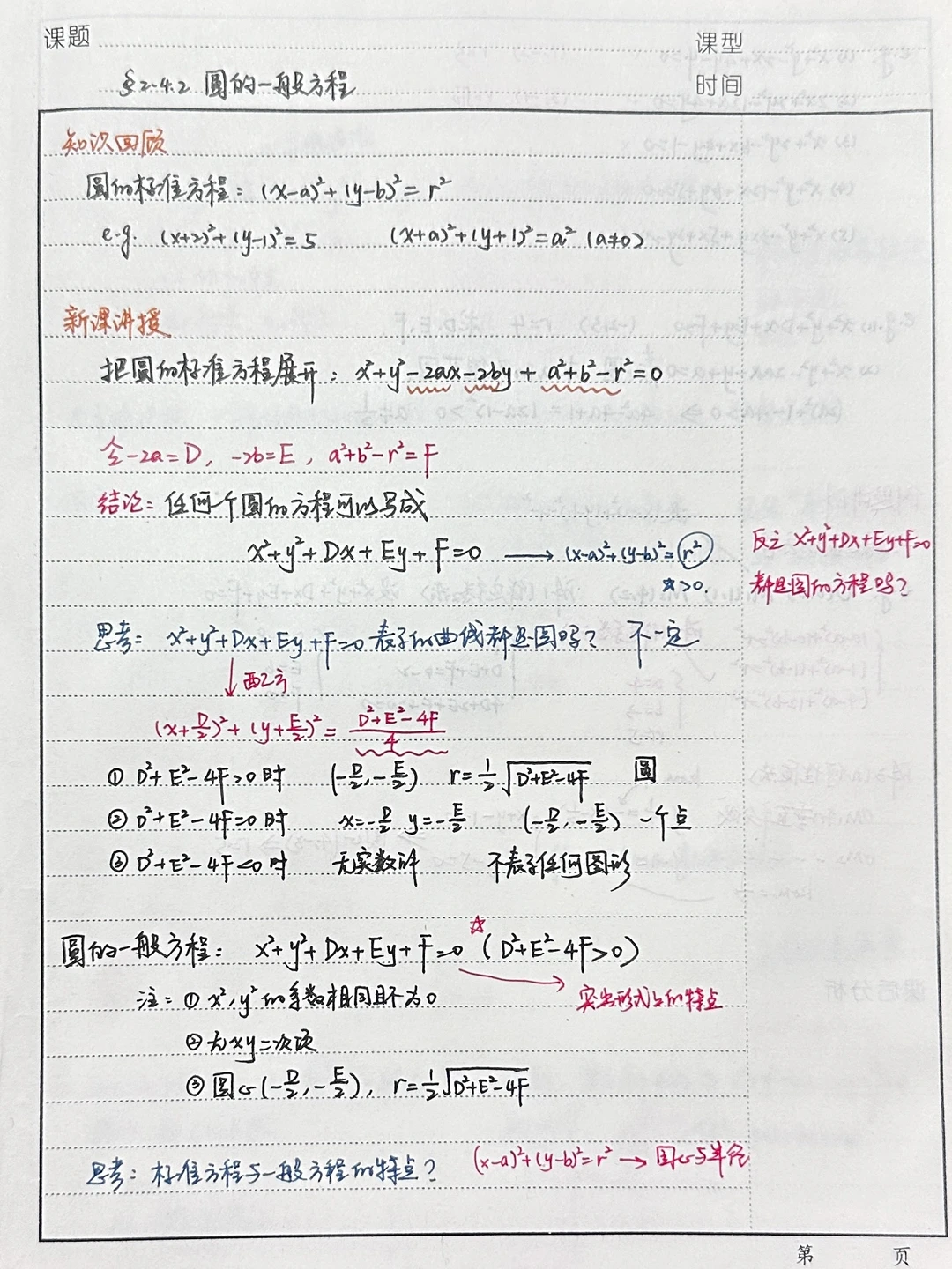 太久没更新教案了——2.4.2 圆的一般方程