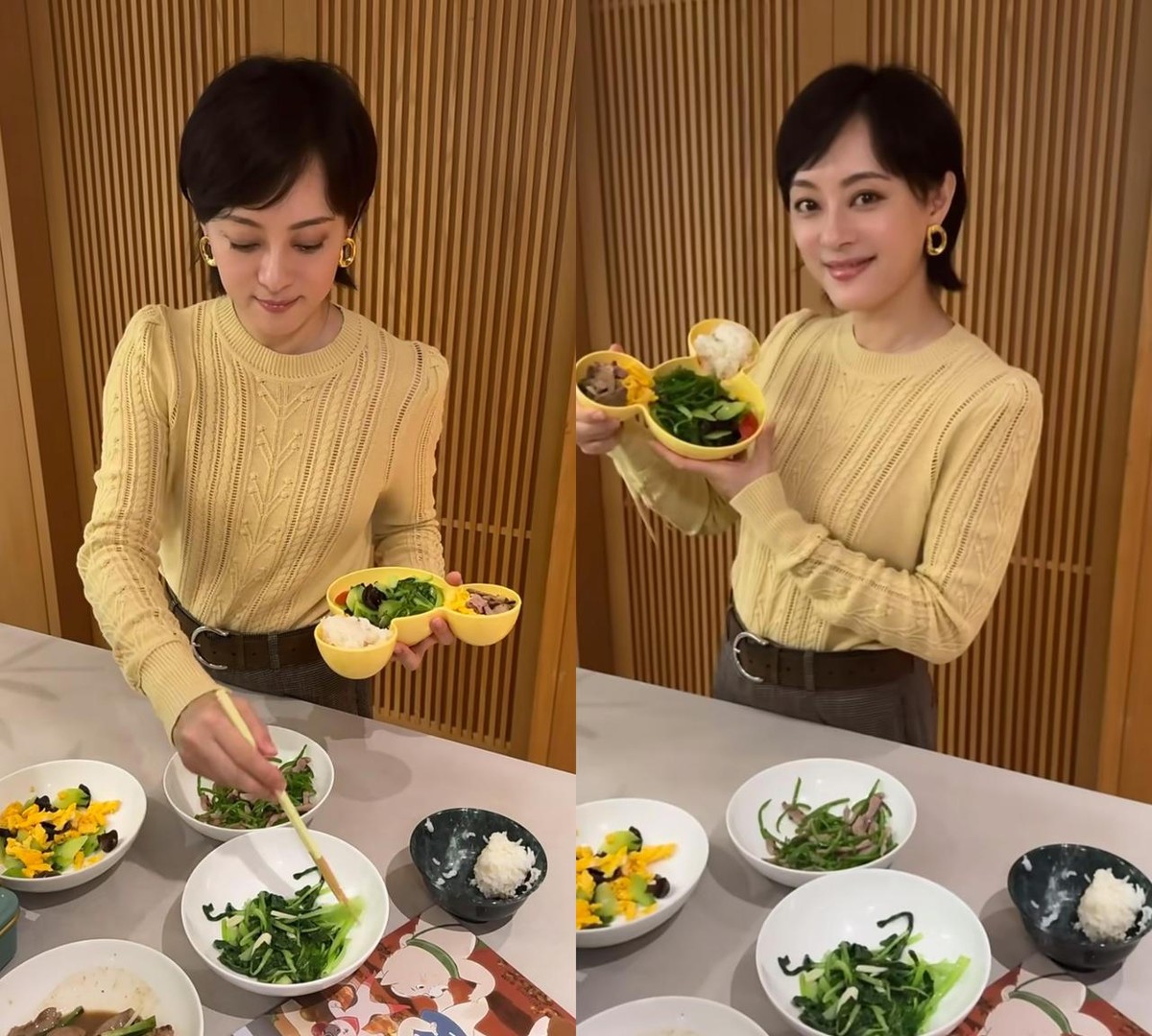 邓超吐槽过家里连个炒菜锅都没有，全是蒸锅，吃饭油盐不沾。孙俪晒出来的晚餐是炒青菜、木须蛋、炒蘑菇，外加一小碗米饭，几个铁盘摆开，量卡得很死，圈里传她吃饭要称重，多一克都不往盘子里放。
这不是吃不起，是每一口都在算账。
吃饭这件事，普通人算的是饱不饱，有钱人算的是划不划算
从孙俪这套吃法看，她把一顿饭