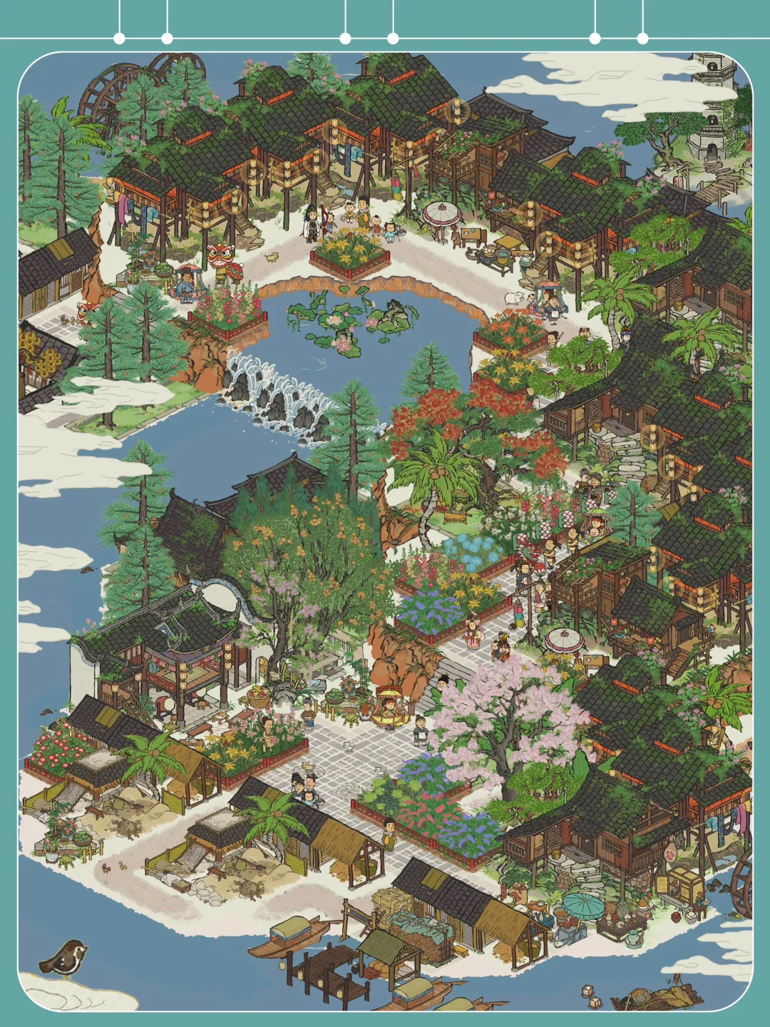 椰子岛布局主打一个连贯，夏限枇杷树好评