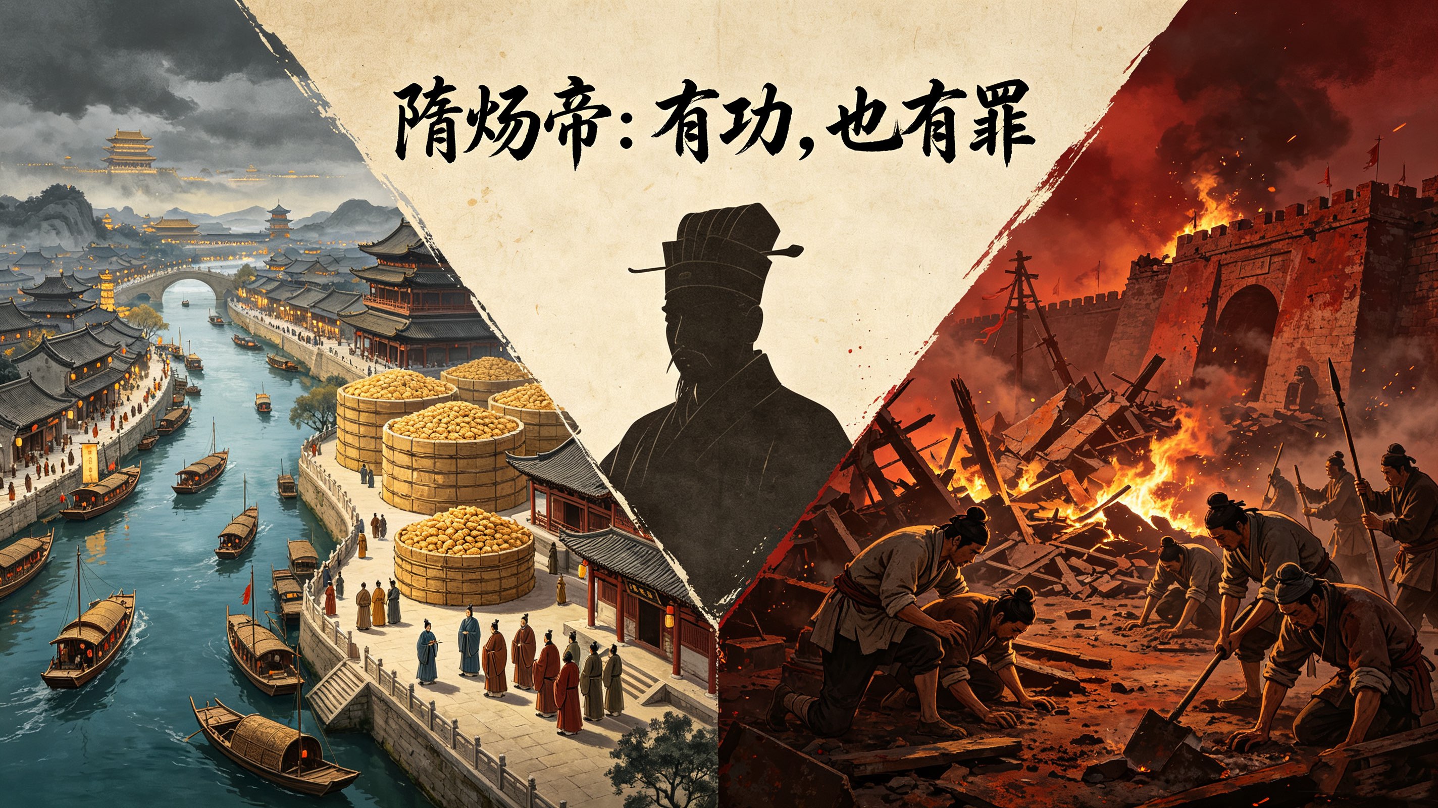 提起隋炀帝杨广，所有人的第一印象都是荒淫无道、残暴昏庸、亡国暴君。

千百年来，他被钉在历史的耻辱柱上，和夏桀、商纣并列，成了昏君的代名词。

但如果抛开影视剧的抹黑、后世唐朝的刻意贬低，翻看真实的历史记载，你会发现一个颠覆认知的真相：杨广根本不是纯粹的昏君，他是
