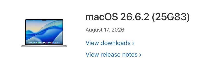 苹果还单独为 Mac 推送了 macOS26.6.2 正式版

主要还是安全性更新，修复了不少安全漏洞，可以更新的朋友还是建议更新到最新版的。 ​
