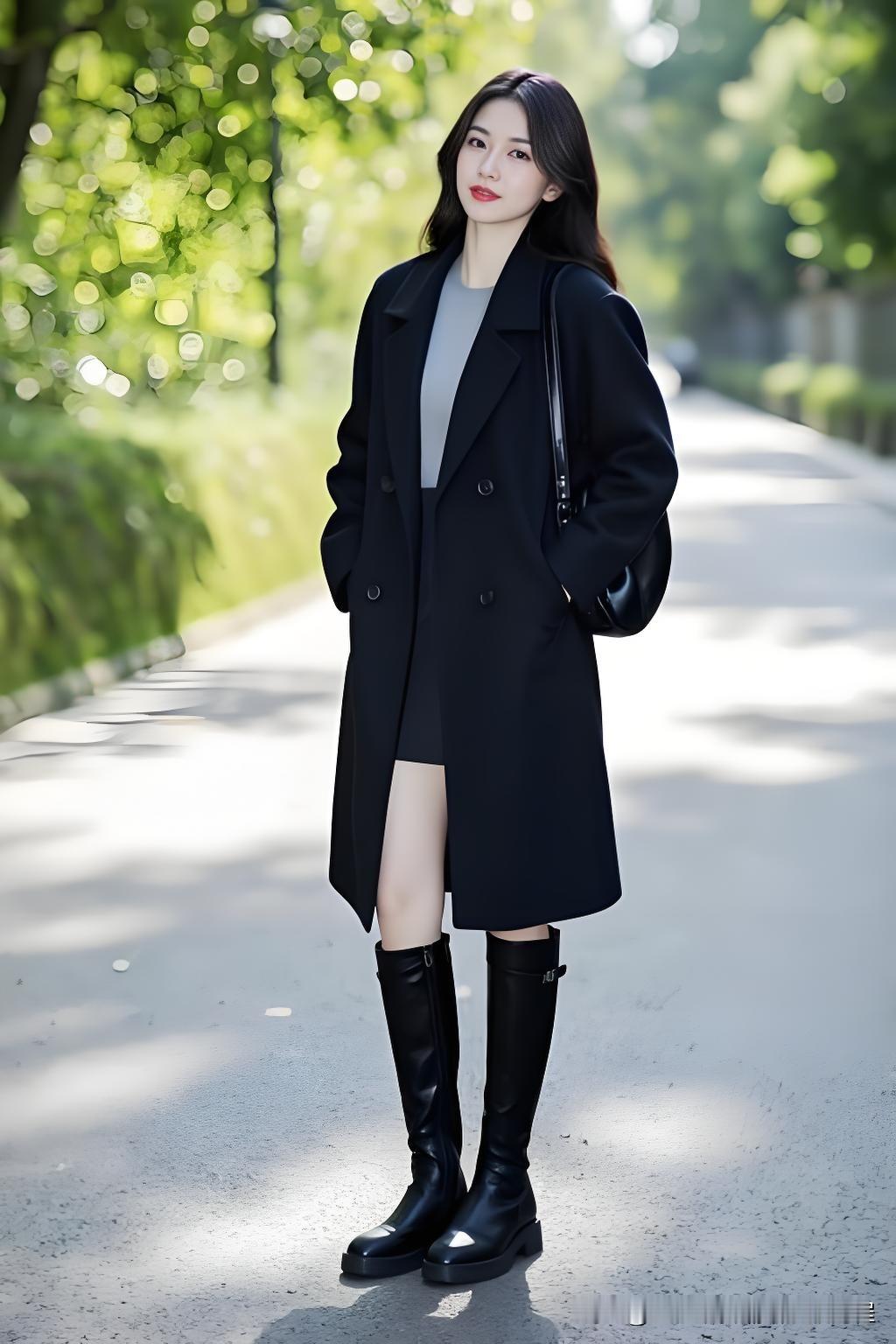 这位小姐姐穿着很时尚，走路带风。🙋🌼🌈