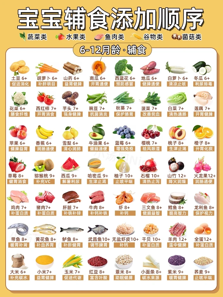 6～12月龄宝宝辅食添加顺序｜新手妈妈收藏🔥