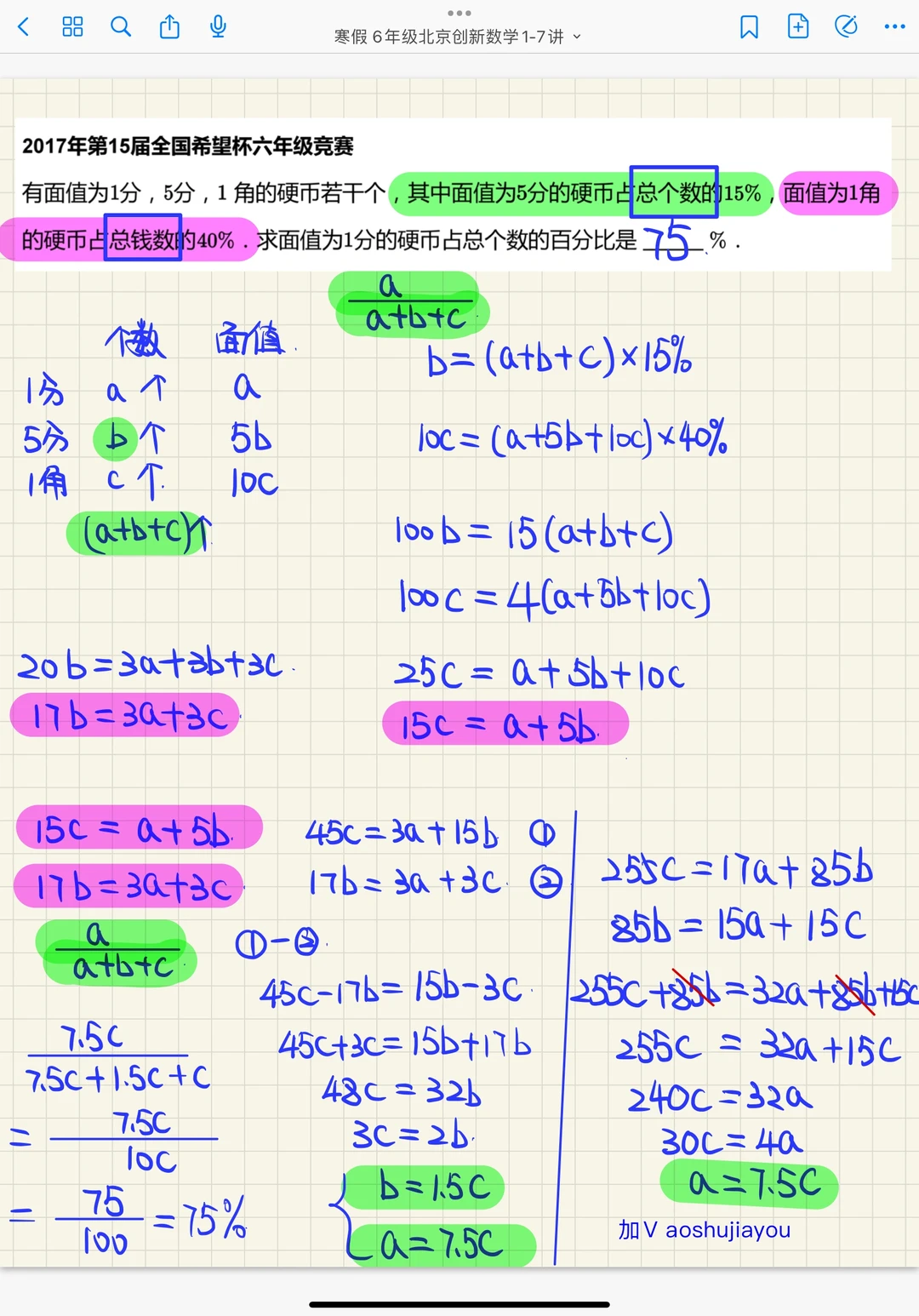 六年级寒假《应用题综合》课堂笔记