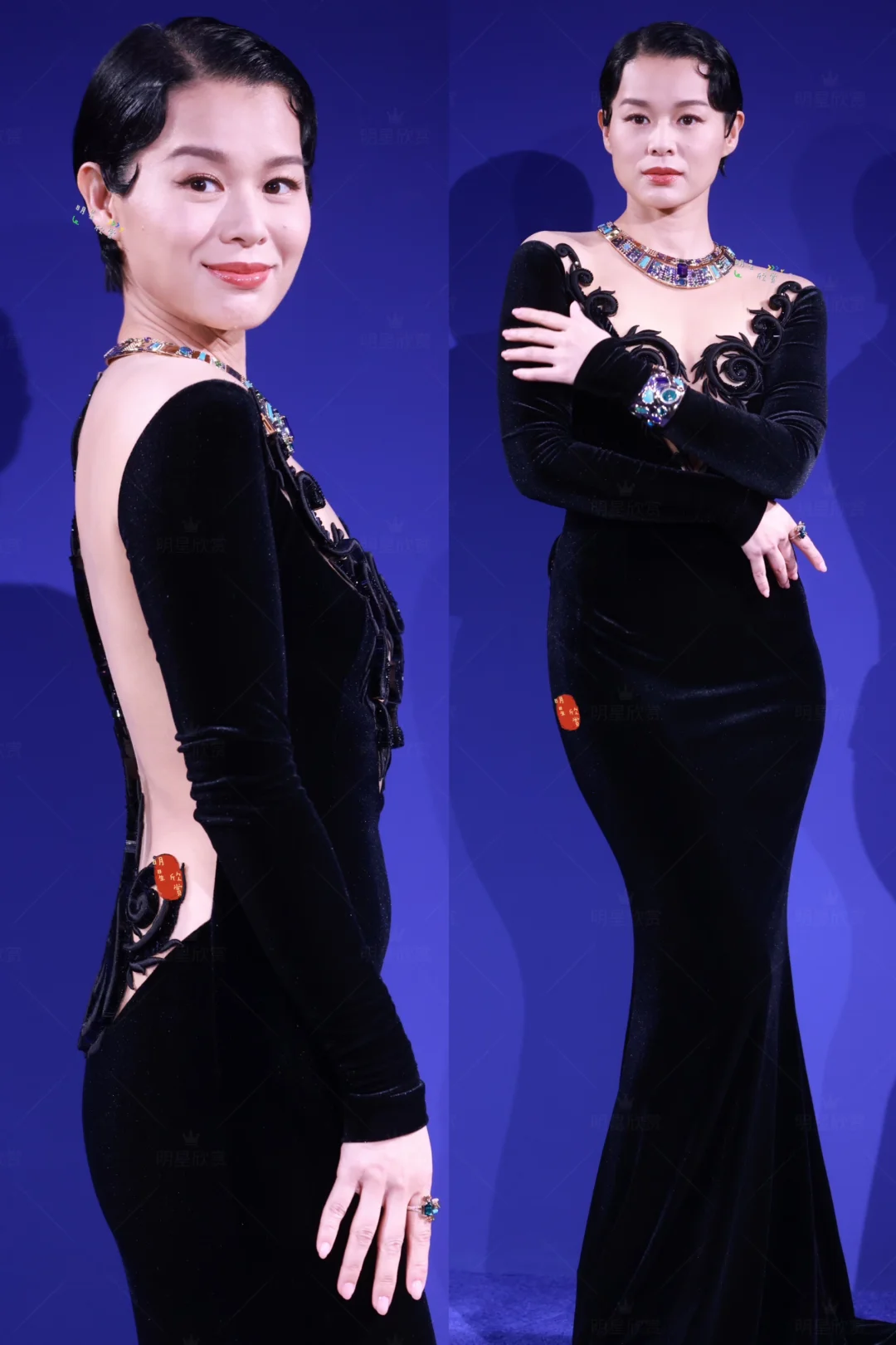 胡杏儿复古油头造型，身材尽显曲线美