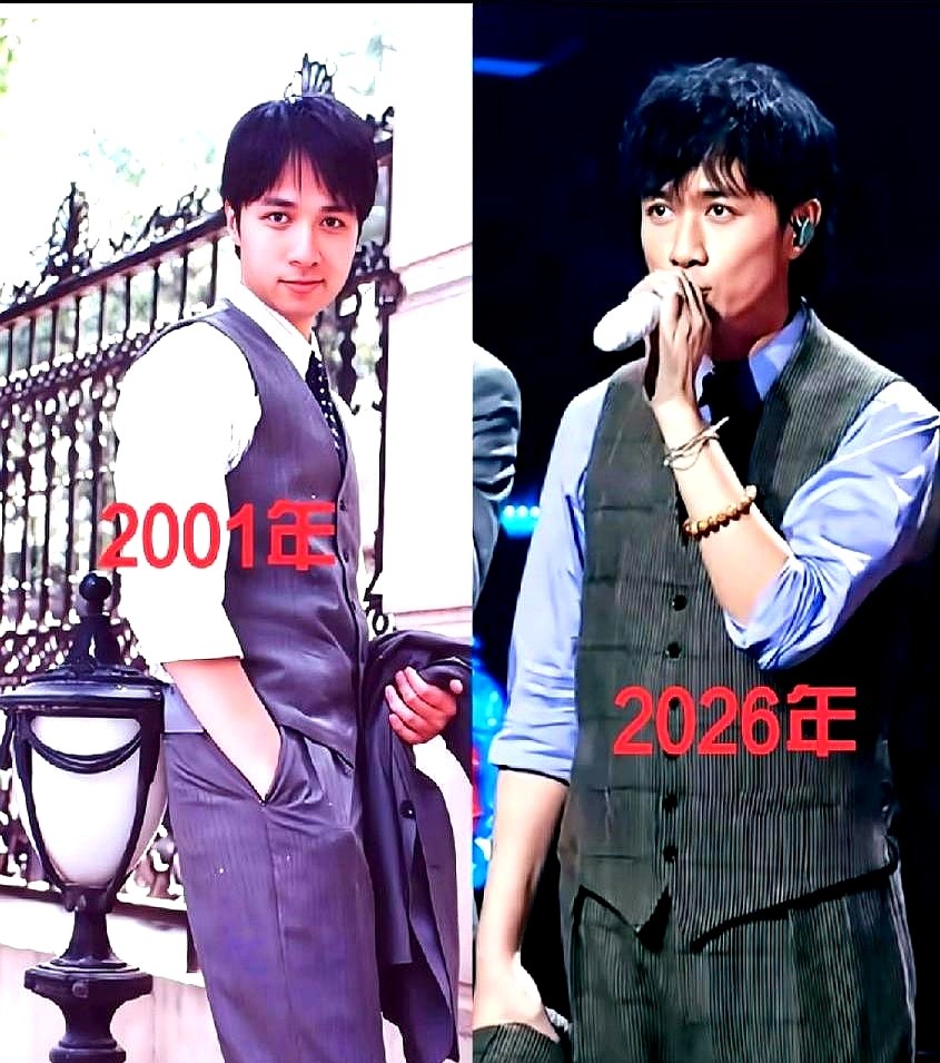 古巨基穿着25年前那件灰马甲站上台时，台下观众的童年滤镜碎了一地。

湾区晚会前奏一响，林心如和苏有朋齐聚。古巨基一开口，大家脑子里蹦出的全是他当年在两个女人之间反复横跳的画面。

当年迷倒一片的深情男主，如今成了全网群嘲的渣男鼻祖，连他本人都苦笑认领。

但戏里把感情玩出花的人，戏外却出道几十年零