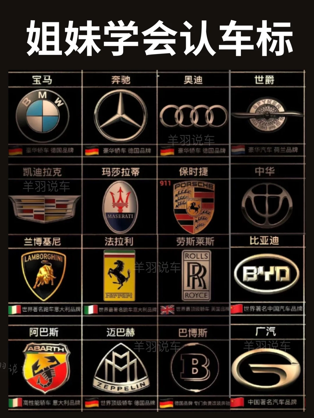 姐妹学会认车标，路上见到的豪车都认识嘛