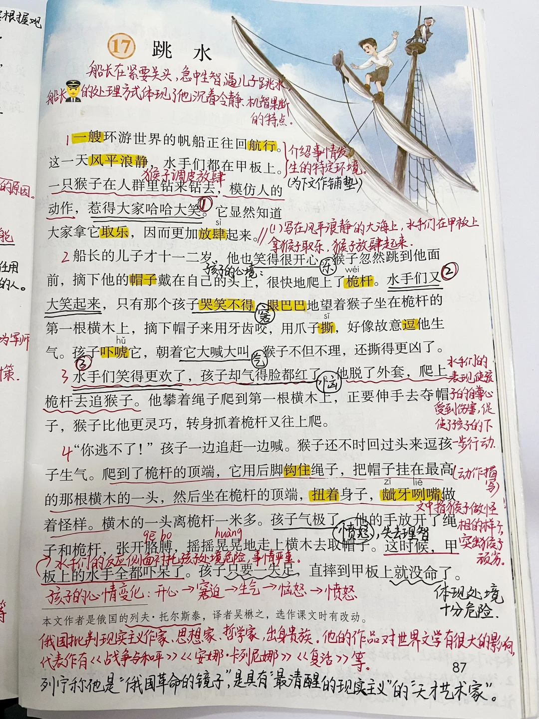 2024年五年级下册17.《跳水》课堂笔记