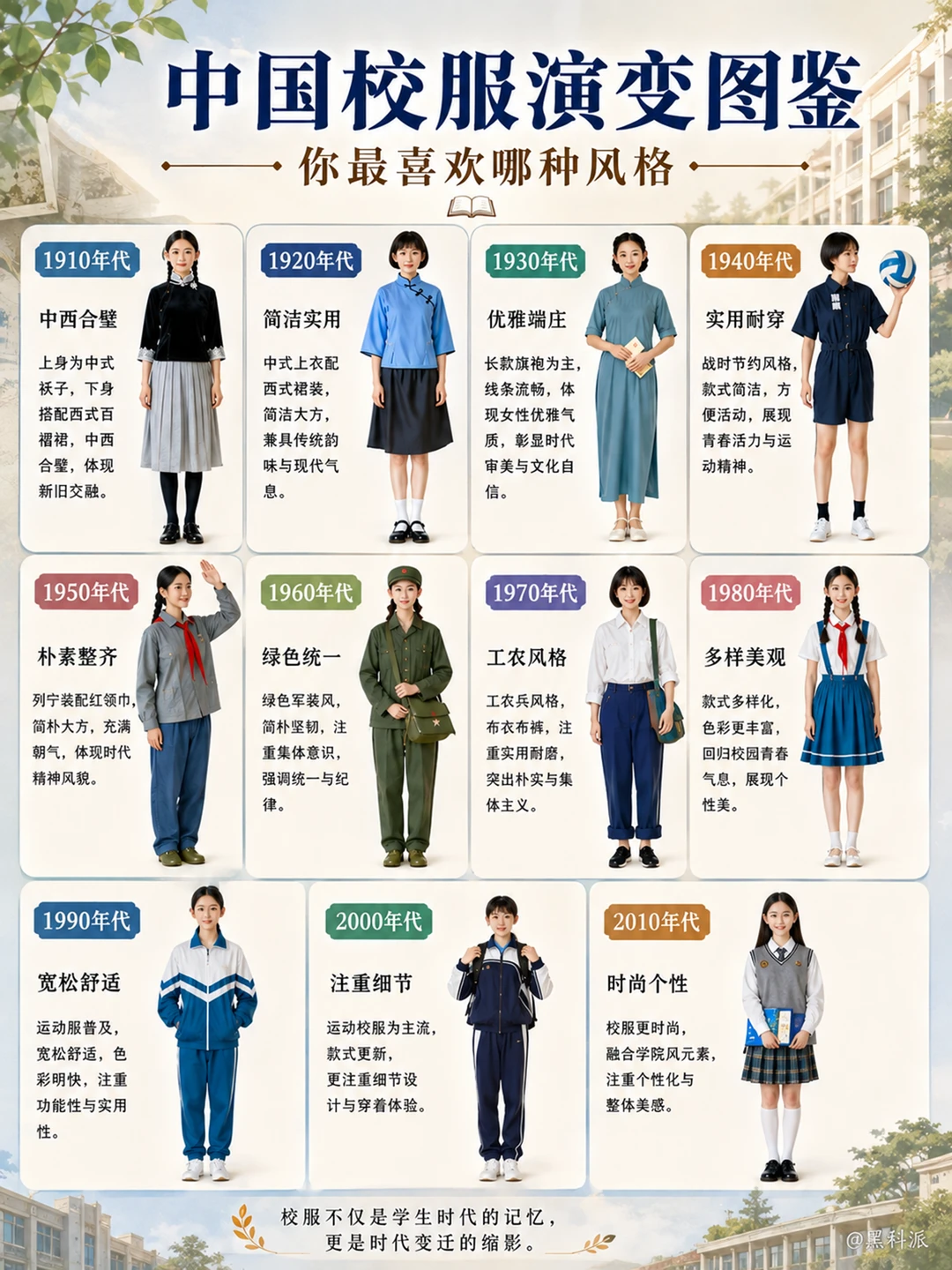 中国校服演变图鉴，你最喜欢哪种风格？