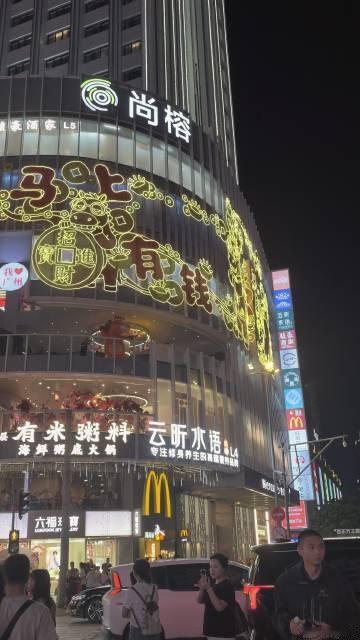 夜幕下的北京路步行街灯火辉煌，霓虹闪烁间尽显繁华魅力。每一盏灯都像是城...