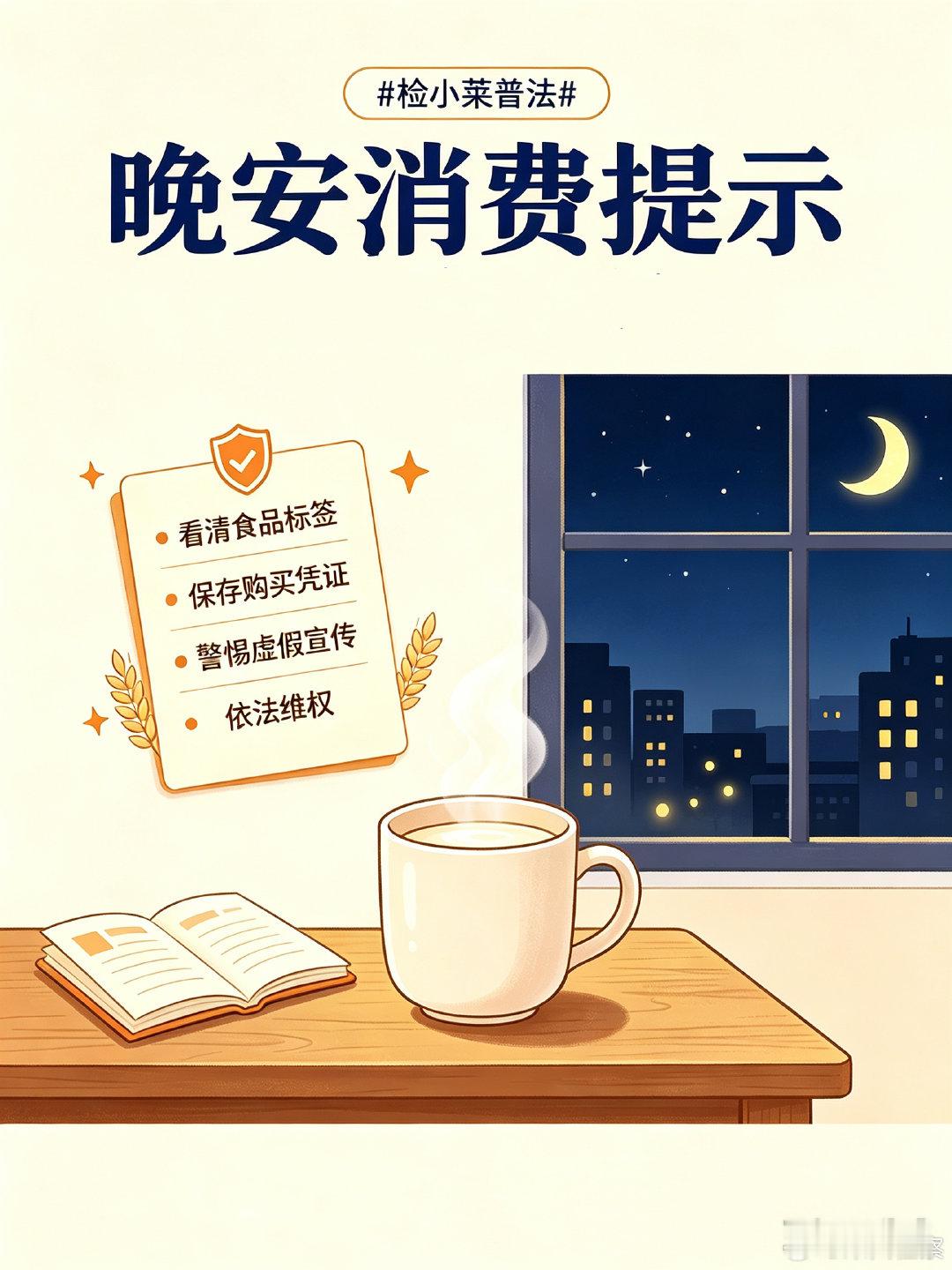#晚安[超话]##检护朝夕# 一杯温热牛奶，藏着生活的小美好。
检察官晚安提醒：选购乳制品记得查看配料、保质期，留意食品标签信息；不轻信夸大功效的广告宣传。遇到食品质量问题，留存购物凭证，依法维护食品安全权益。
愿你卸下疲惫，一夜好眠，晚安🌙
#一杯奶的要强答案##美团会员 生活样样行# ​