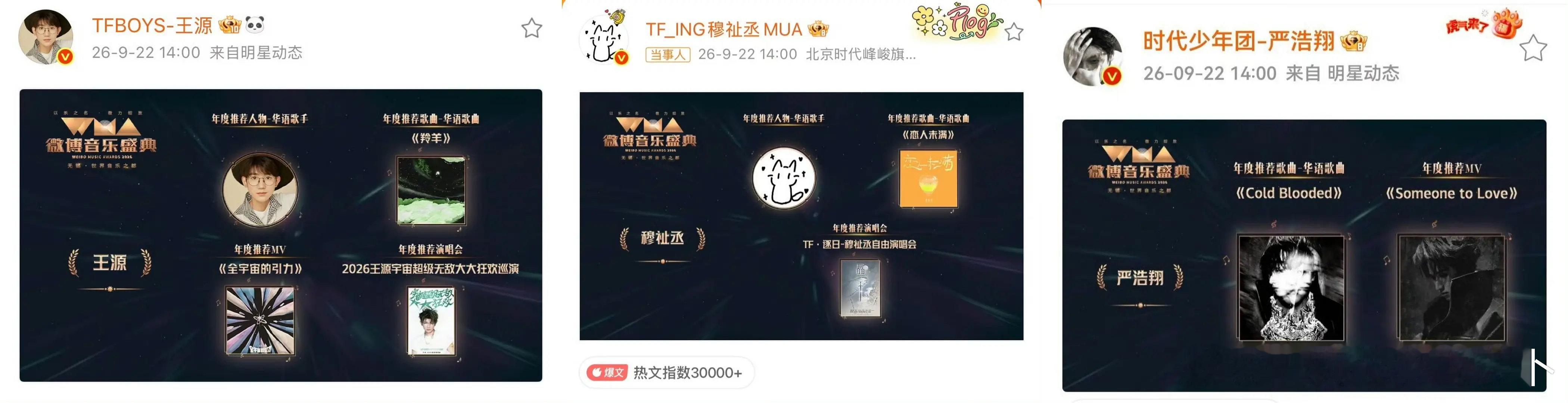 一代二代三代微博音乐盛典的获奖微博全都删了，连这个都不能发了么[捂嘴哭][捂嘴哭][捂嘴哭] ​
