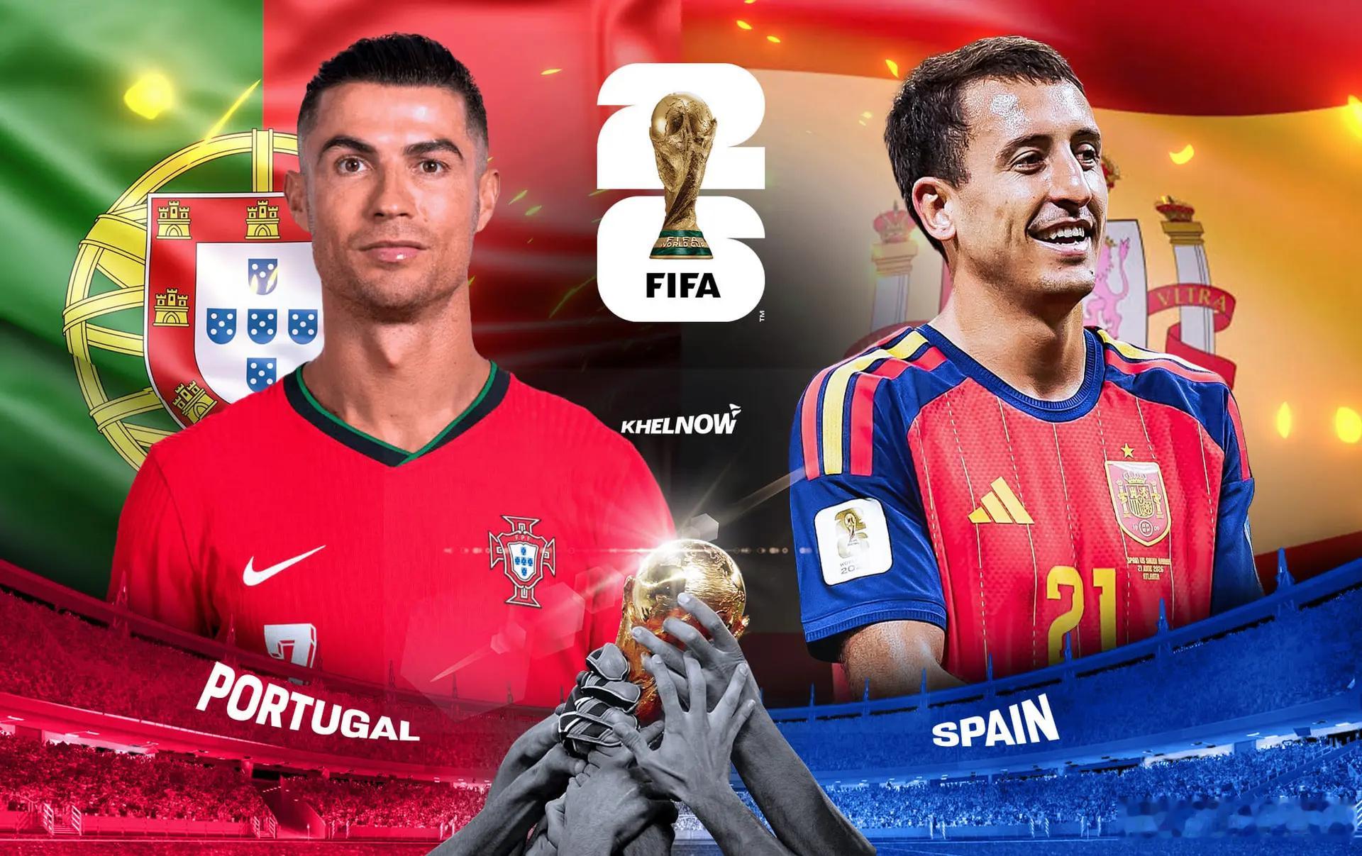 世界杯1/8决赛：葡萄牙 VS 西班牙  葡萄牙目前在FIFA积分榜排...