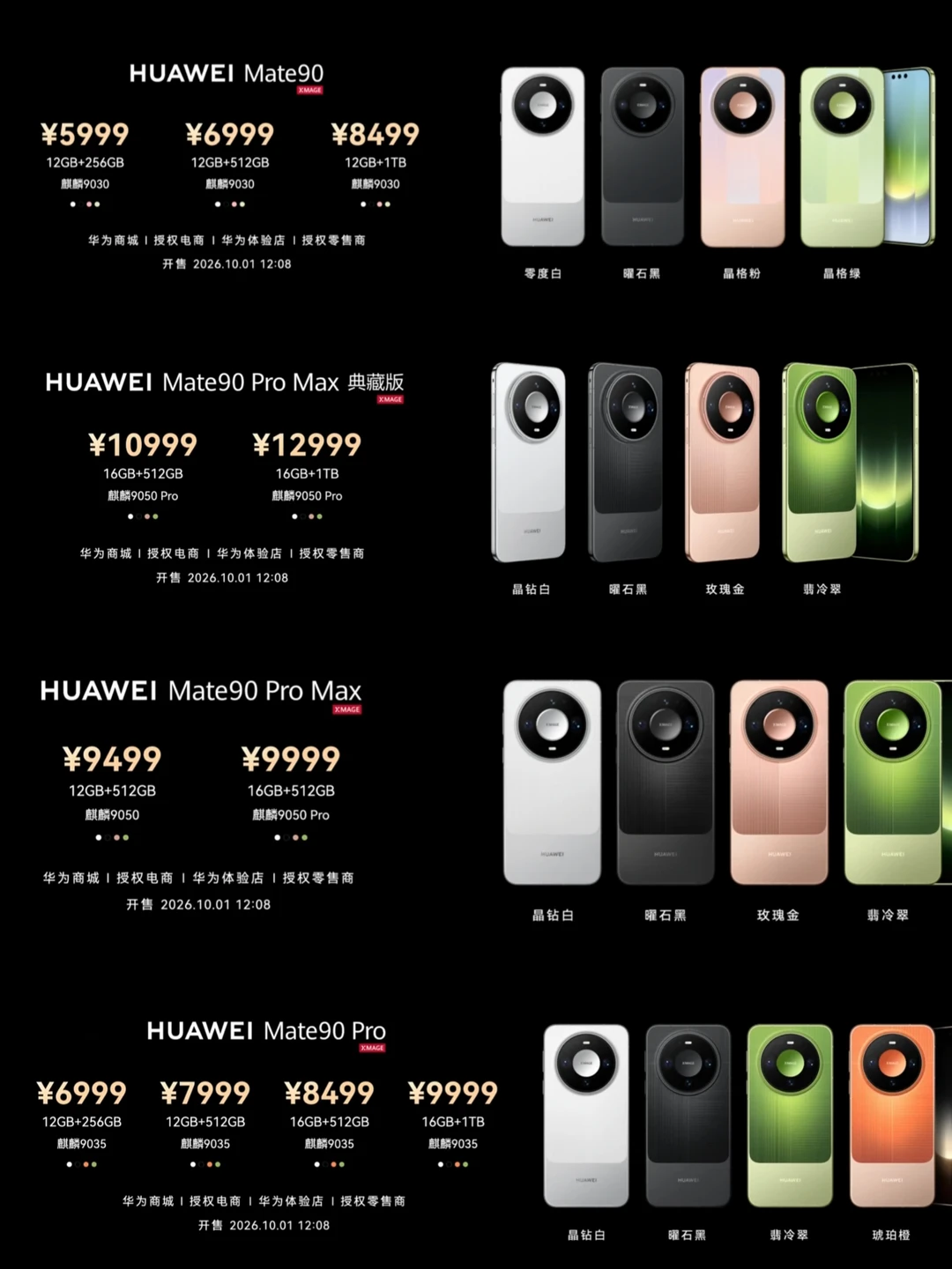 5999起！华为Mate90系列价格出来了！