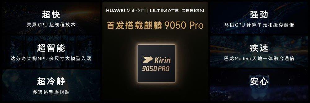 #华为新三折叠全系搭载麒麟9050Pro##华为发布会时隔六年解读新麒麟芯片# 这场HarmonyOS 7｜HUAWEI Mate XT 2及全场景新品发布会，新三折叠和全新麒麟芯片双双重磅亮相。 ​