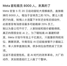 Meta 首轮裁员 8000 人，来真的了……<br />这波不是经营...