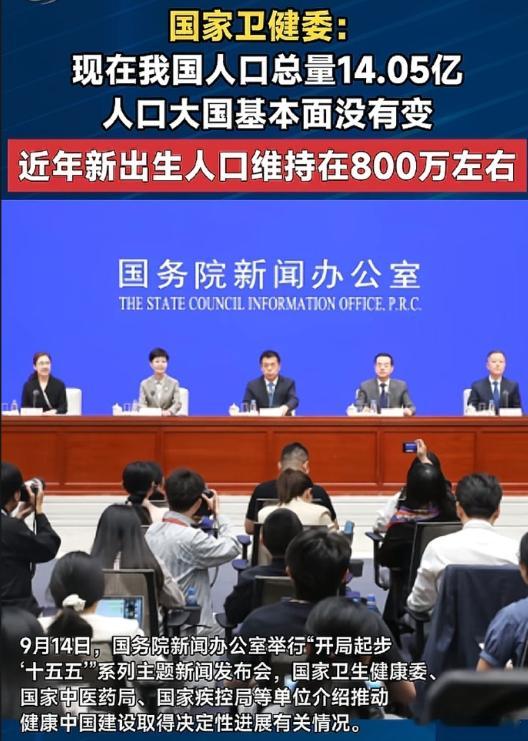 #我国人口总量14.05亿##卫健委新出生人口800万左右#
国家卫健委在新闻发布会上公布，我国人口总量为14.05亿，将长期处于人口大国地位[熊猫]

虽然近4年人口出现负增长，但每年新入学高校学生数仍超1000万，新出生人口维持在800万左右的数量级，未来劳动力资源依然充裕[加油]

你觉得身边的新生儿是变多 ​
