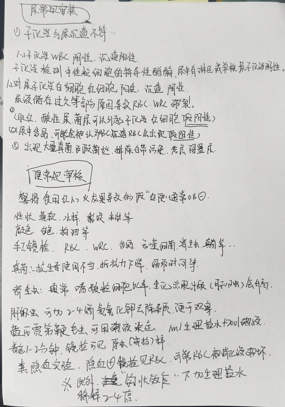 大小便常规审核