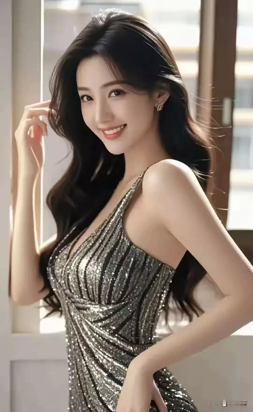 迷人的后背确实是一种别样的性感。就像那些女星的露背造型，金晨在江边露出...