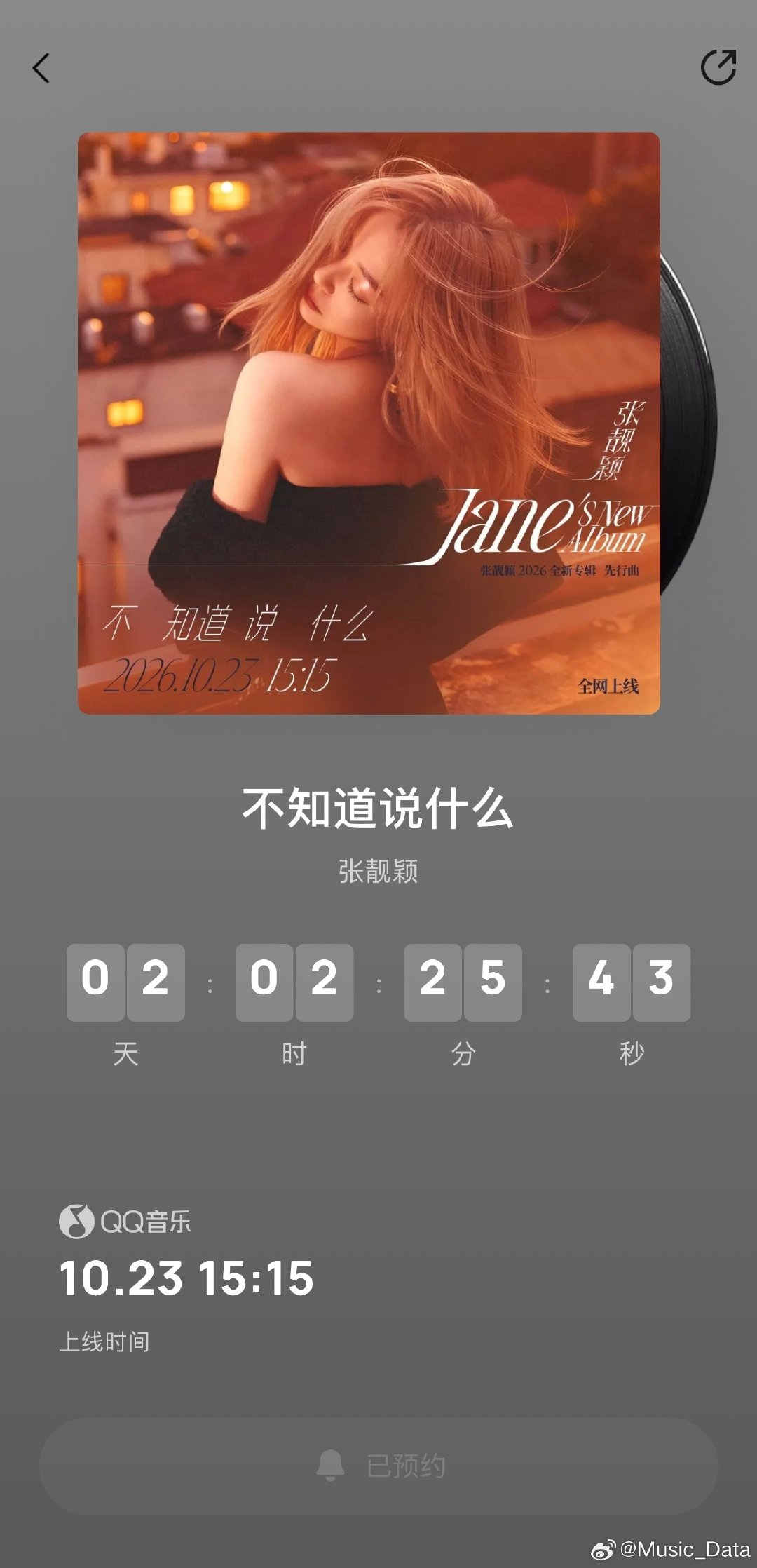 张靓颖新歌预告，2026全新中文专辑先行曲《不知道说什么》两天后上线，大家期待住了吗？ #张靓颖新歌预告# ​