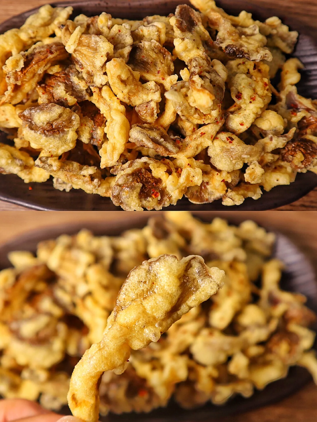 一口一口停不下来的椒盐炸蘑菇‼️吃出肉香味