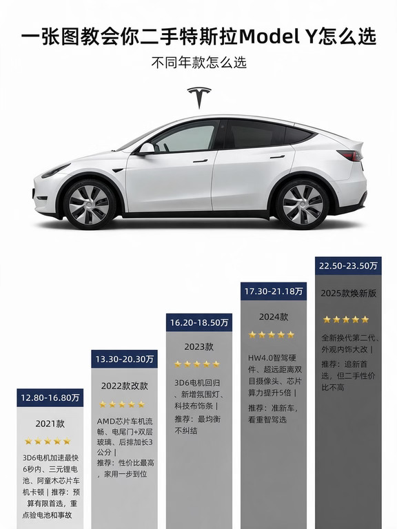 二手特斯拉 Model Y 各年款行情