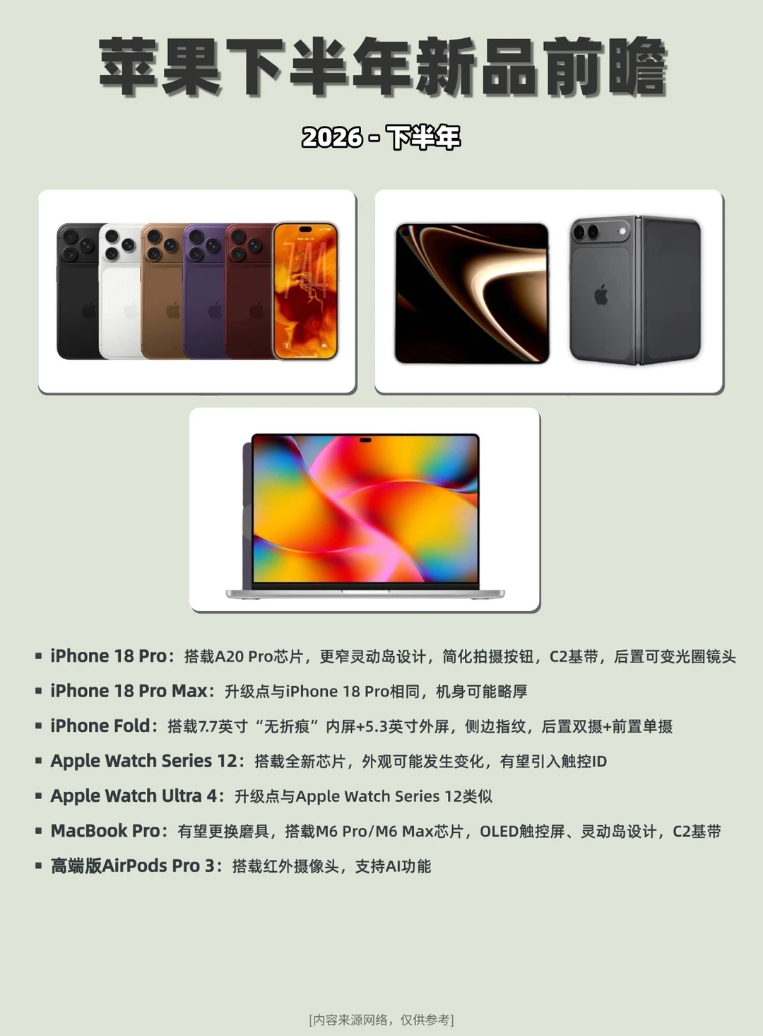 苹果2026年下半年新品前瞻！