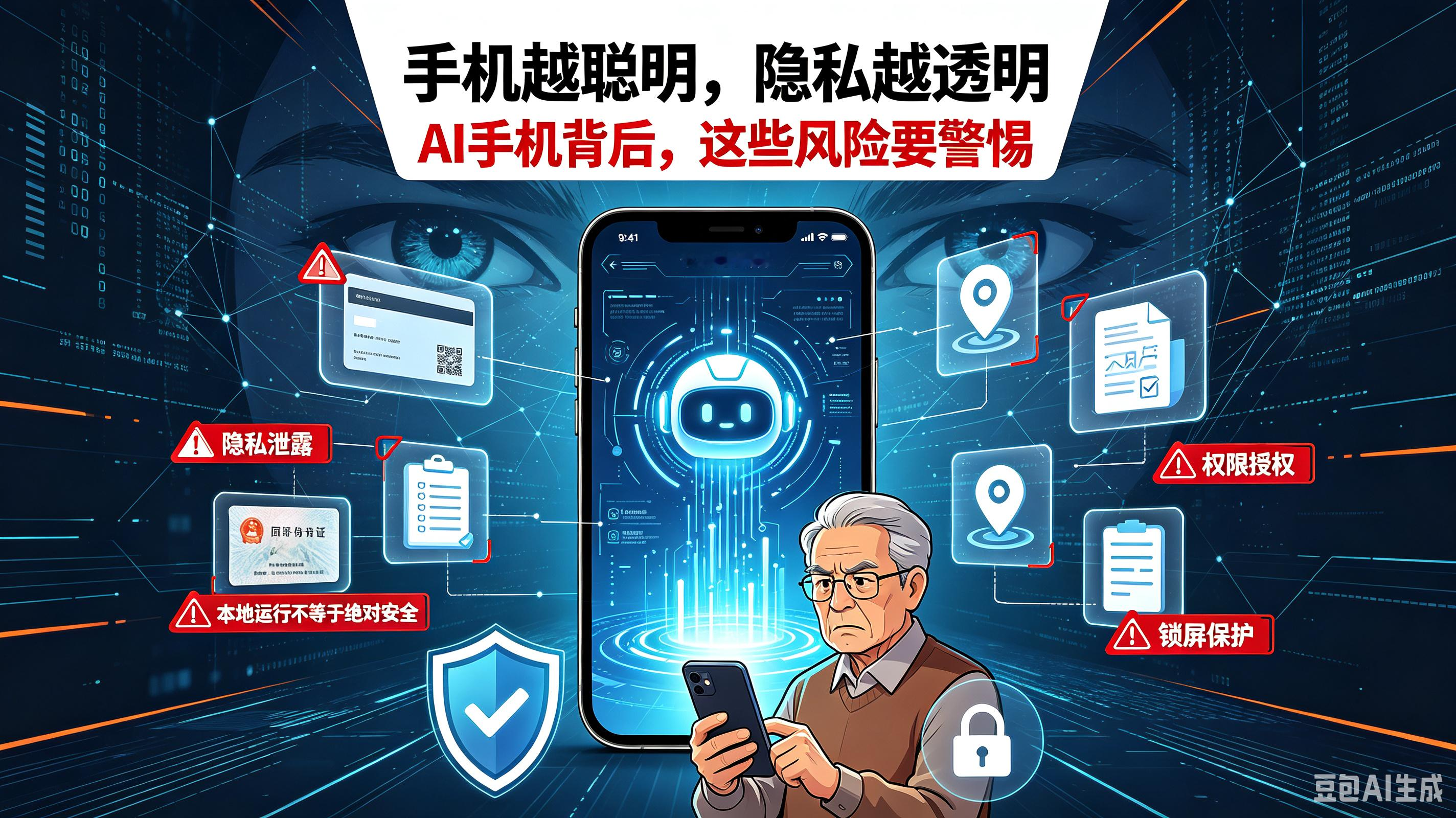 手机越聪明，你的隐私越 “透明”？虽新款 AI 智能体手机，能自主订票、挂号、处理生活琐事，彻底解放双手。不少老姐妹也提醒我：手机啥都能代办，是不是把咱们的隐私摸得底朝天？
这话太实在了！今天不吹科技红利，专门聊聊 AI 手机背后，普通人容易忽略的隐私隐患。
大家要明白一个道理：AI 手机之所以能干