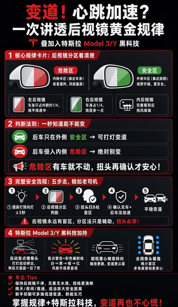 特斯拉Model3/ Y 一次讲透后视镜黄金规律
