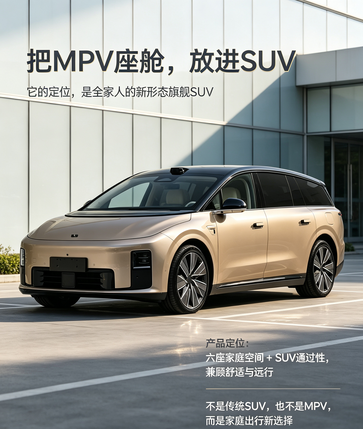 理想i9的核心定位不是“更大的传统SUV”，而是把MPV式家庭座舱体验装进SUV形态，兼顾六座空间、舒适性与通过性。它更适合重视全员乘坐体验、同时又需要SUV通过性的多成员家庭。【来自懂车帝车友圈】