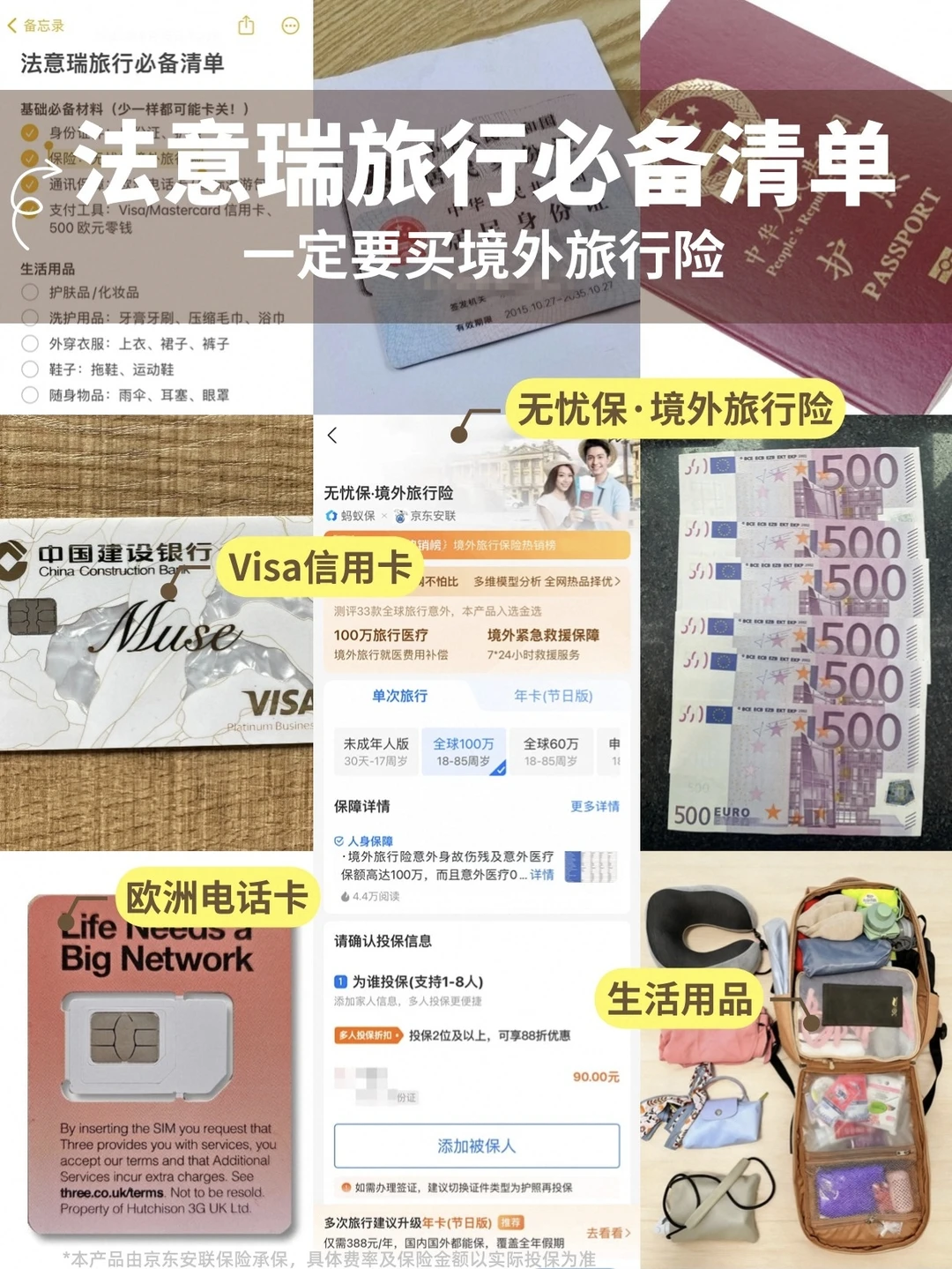 法意瑞行前准备，申根保险攻略！