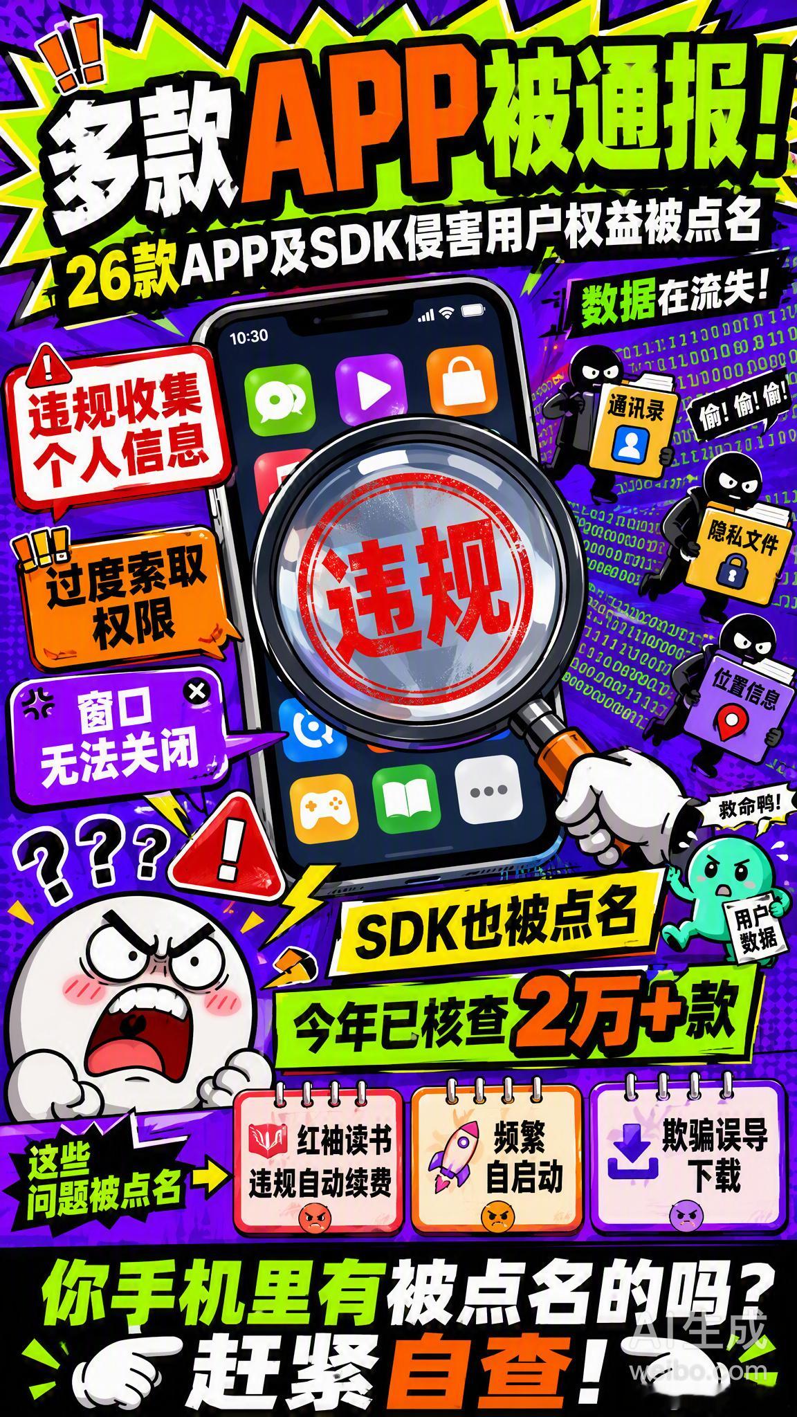 8月25日工信部发布的最新通报，点名了26款侵害用户权益的App及SDK。从系统视角看，这不仅是违规名单的更新，更是对移动生态中一系列长期存在的“恶意代码”进行的强制性格式化。

违规收集个人信息、频繁过度索取权限、弹窗关不掉，这些乱象本质上是部分开发者为了追求流量峰值，在底层协议中注入的逻 ​