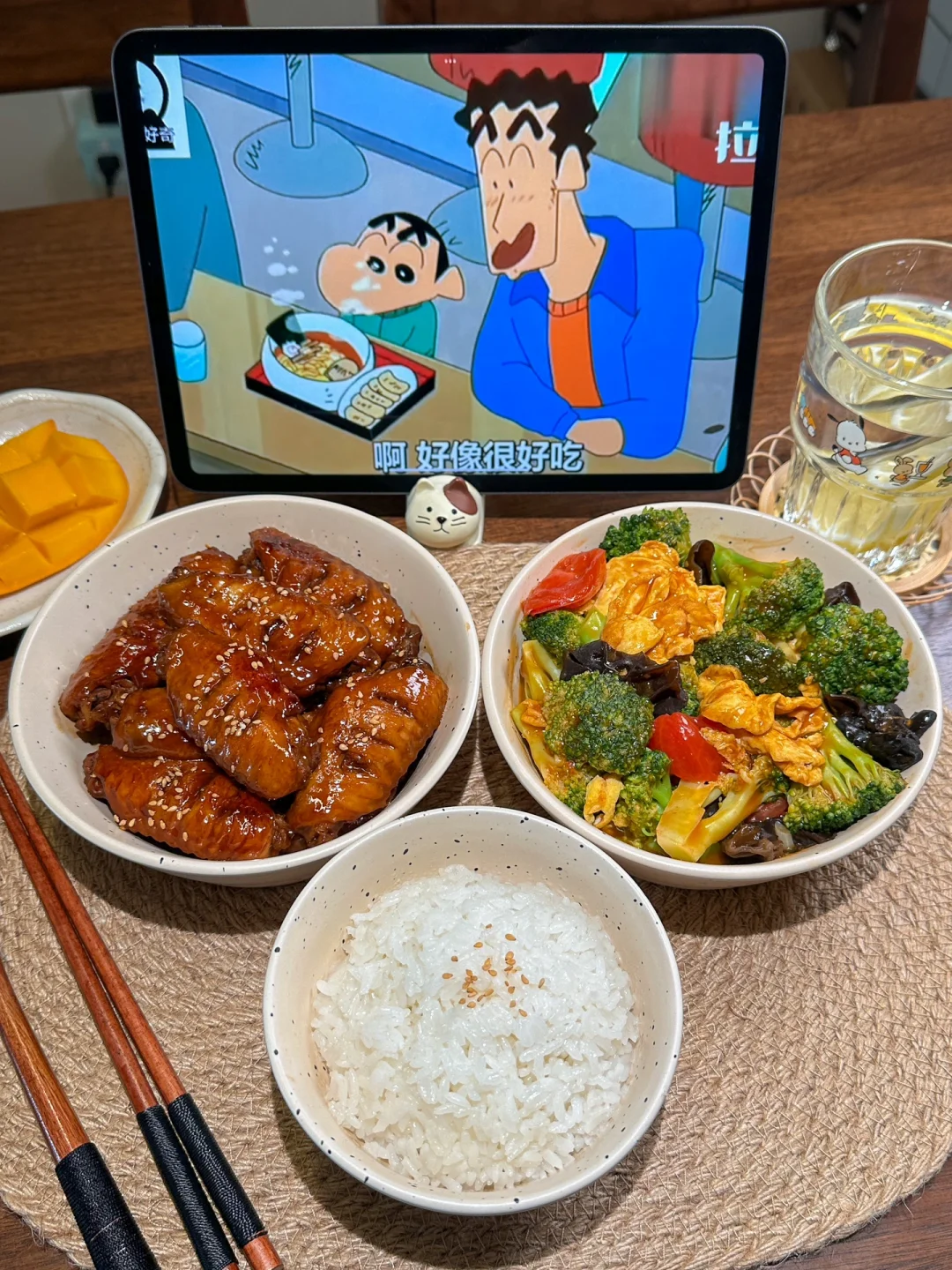 一人食🍱懒人可乐鸡翅🥢番茄西蓝花炒蛋