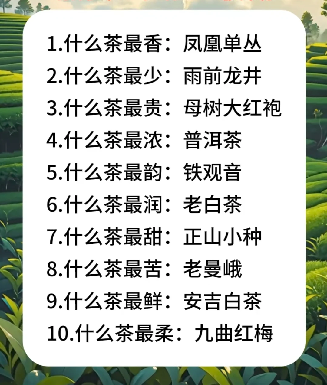 茶叶十大最，你都喝过哪些？