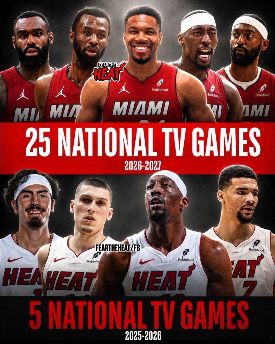 字母哥真的把热火重新带回聚光灯下了。
📺 25场全美直播
🔥 ESPN赛季揭幕战
🦃 感恩节前夜之战
🛍️ 黑色星期五
🎄 圣诞大战
🎆 新年前夜之战
🇺🇸 总统日大战

热火篮球终于又回到黄金时段了。有字母哥的迈阿密，确实不一样。

#nba##字母哥# ​