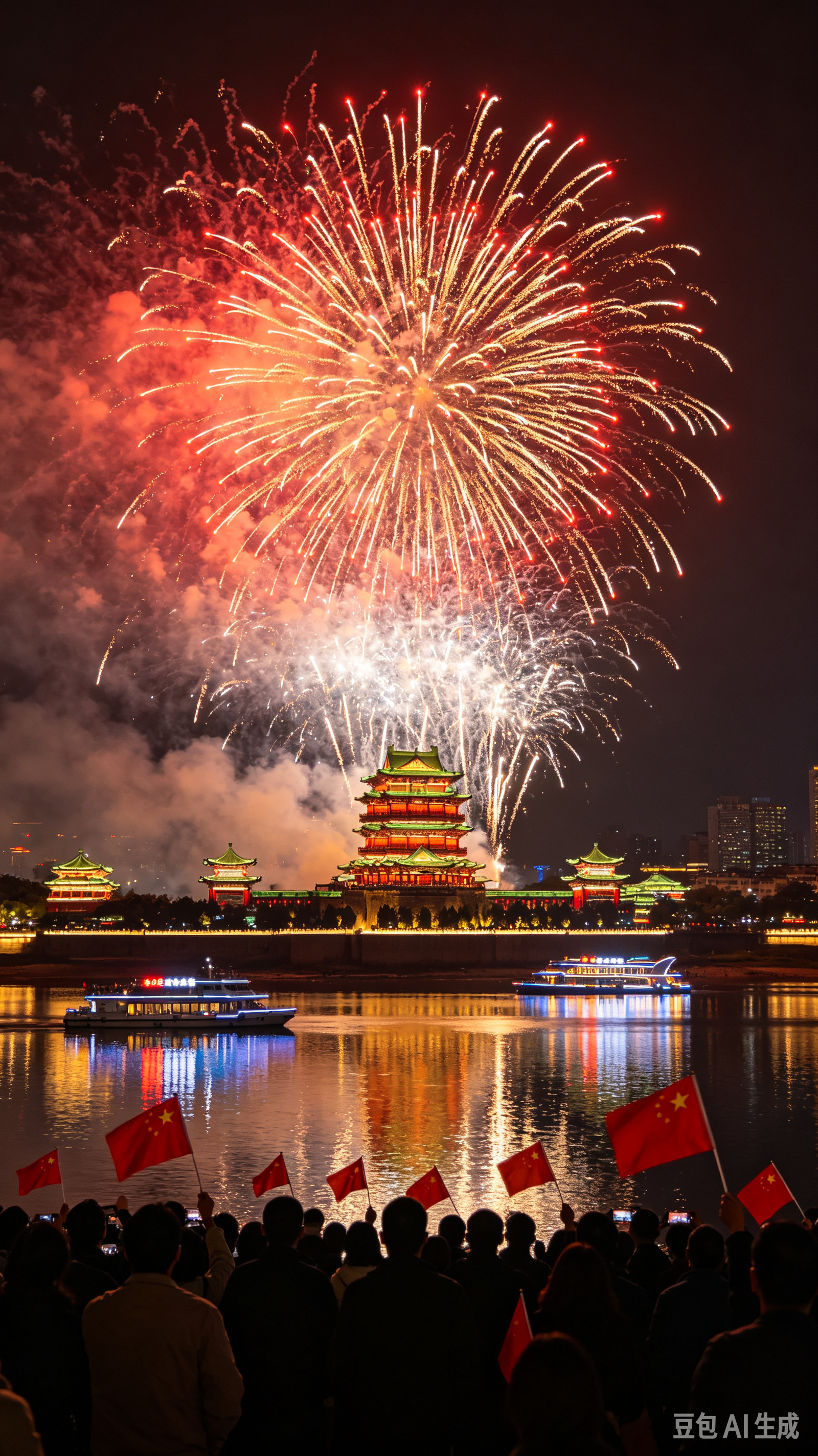 赣江焰火绽放！南昌这场烟花秀，一眼读懂国泰民安
 
🎆南昌烟花秀 国庆 英雄城
当第一朵烟花在赣江夜空轰然炸开，滕王阁与漫天星火同框，这一刻，英雄城南昌，把国庆浪漫拉到了顶峰。
 
这一场45分钟的视觉盛宴，以赣江为舞台，天空作幕布，数万发烟花从江面船上腾空而起，搭配五千架无人机在空中编织光影