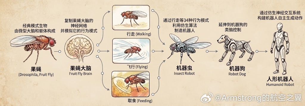 果蝇那颗微不足道的小脑，竟然被判定胜过人脑——给出这一结论的是GPT-6 ASTRA。消息一出，互联网直接失控。

大多数AI的成长路径，是在天文级数据中反复浸泡，用数十亿次计算换取新能力。

但研究者刚刚亮出另一种范式：

没有庞大数据集。
没有传统训练。
他们所做的，是把生物大脑真实的物理布线提 ​