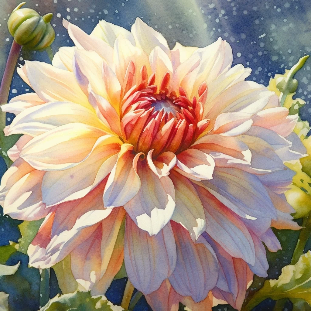 AI水彩：大丽花