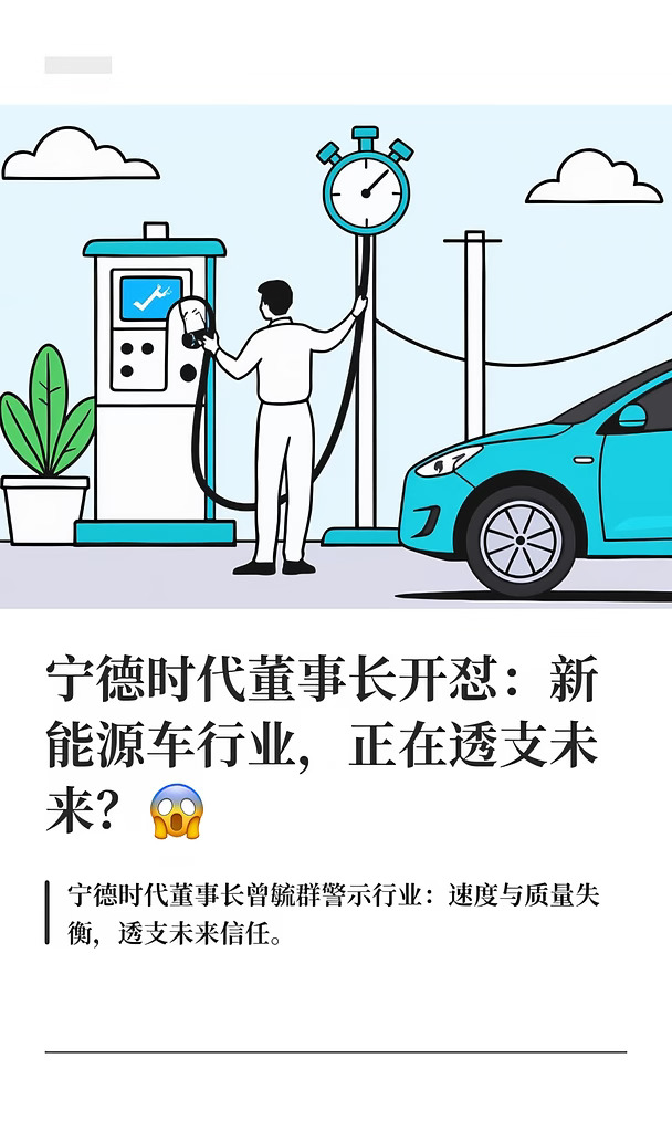宁德时代董事长开怼：新能源车行业，正在透