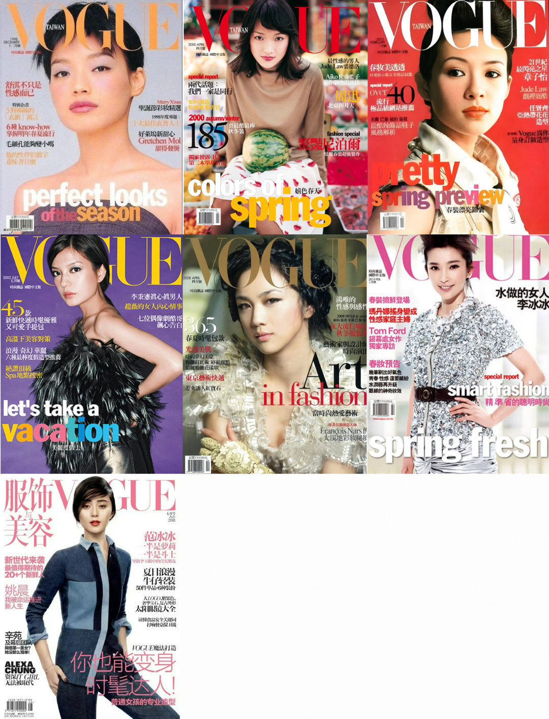 大花人生第一张Vogue 封面首登年龄一览：
舒淇 22岁 台版1998年12月刊
周迅 26岁 台版2000年4月刊
章子怡 21岁 台版2001年2月刊
薇薇 24岁 台版2002年7月刊
汤唯 28岁 台版2008年4月刊
李冰冰 36岁 台版2010年2月刊
🧊🧊 29岁 内地版2011年7月刊 ​