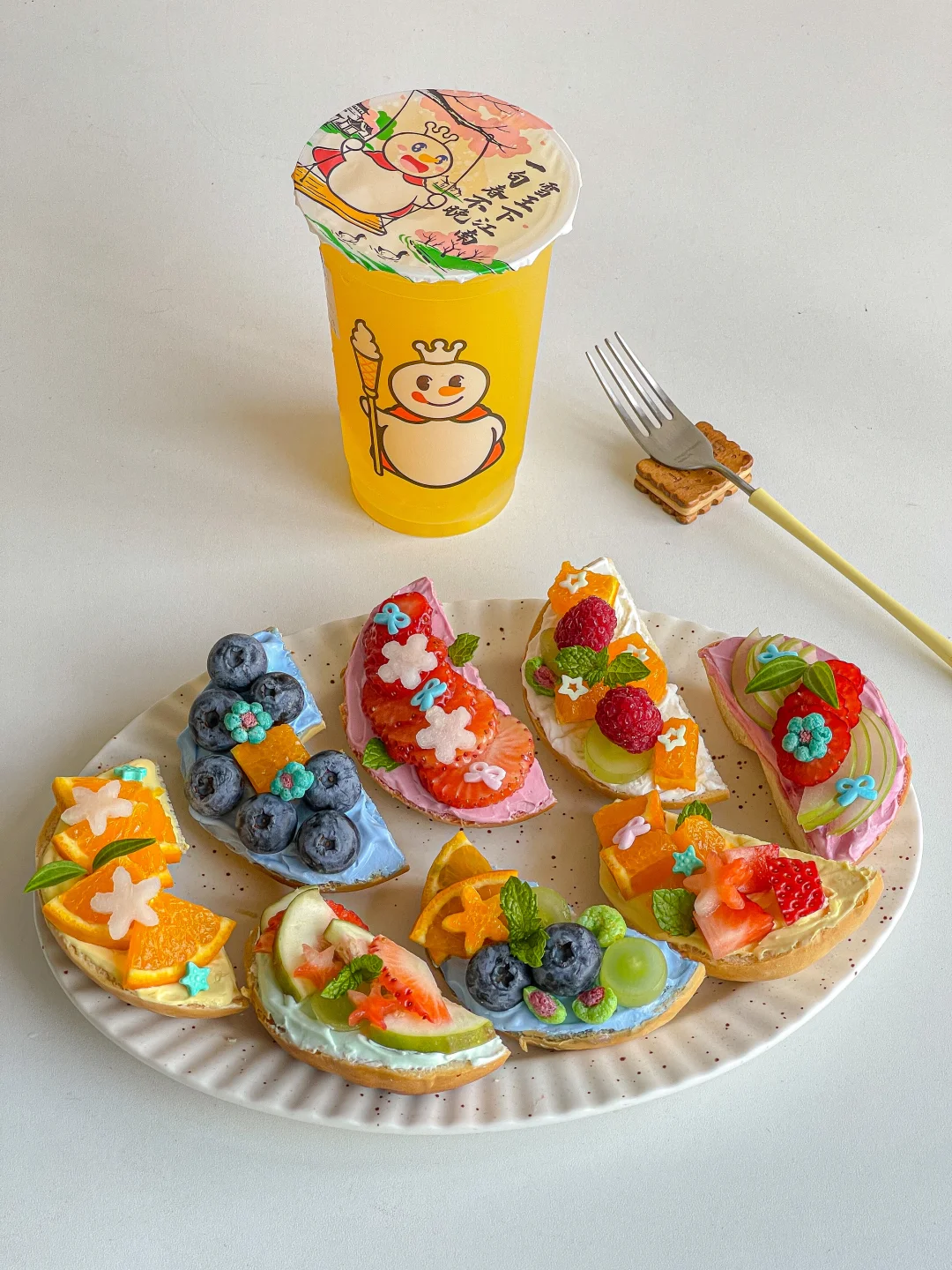 春日漂亮饭🍃水果三明治🥪大橘奶盖🍊