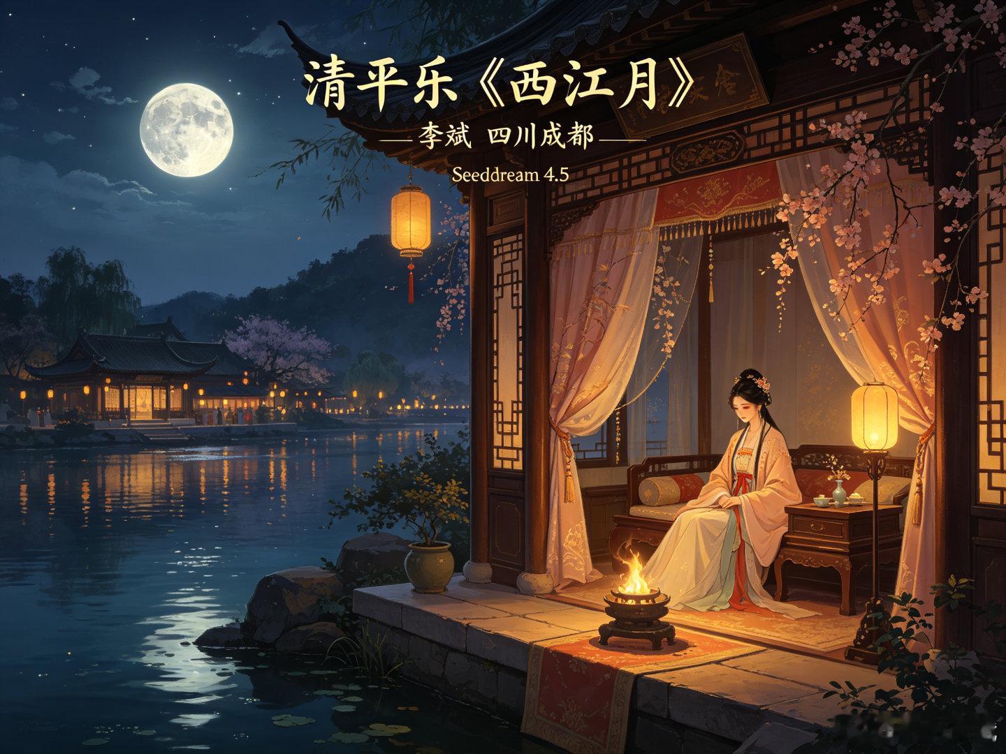 清平乐《闺怨》
李斌  四川成都

晨露清舍。月落西楼夜。锦帐鸳鸯驰玉诧。时逐宫灯香灺。

小女莫念孤眠。六宫细影三千。自笑皆辞粉媚，晓游人在何川。

清平乐《西江月》
李斌  四川成都

晓驰庐诧。月溢西江夜。玉帐鸳鸯凋锦舍。时逸枯灯芯灺。

艳女莫道人眠。六宫佳影五千。我自孤辞细媚，辰游君在 ​