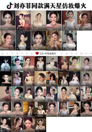 刘亦菲满天星素人仿妆几百万赞，参与仿妆的人数过万，话题阅读量过亿。时至...