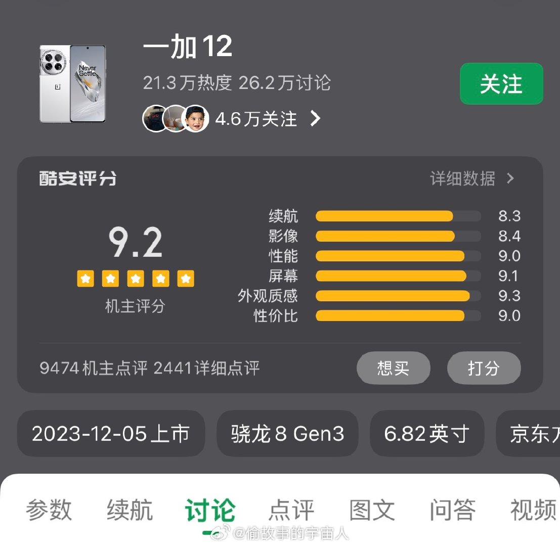 一加历代旗舰酷安口碑评分

一加12：9.2分
一加13：8.4分
一加15：9.2分
一加16：9.3分

一加16新发布，看看明年能不能稳定这个9分起的分数[二哈] ​