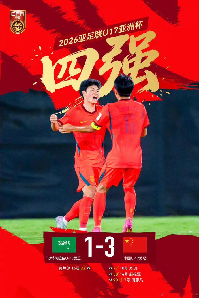 2026年U17亚洲杯1/4决赛展开角逐，中国男足U17客场对阵东道主...