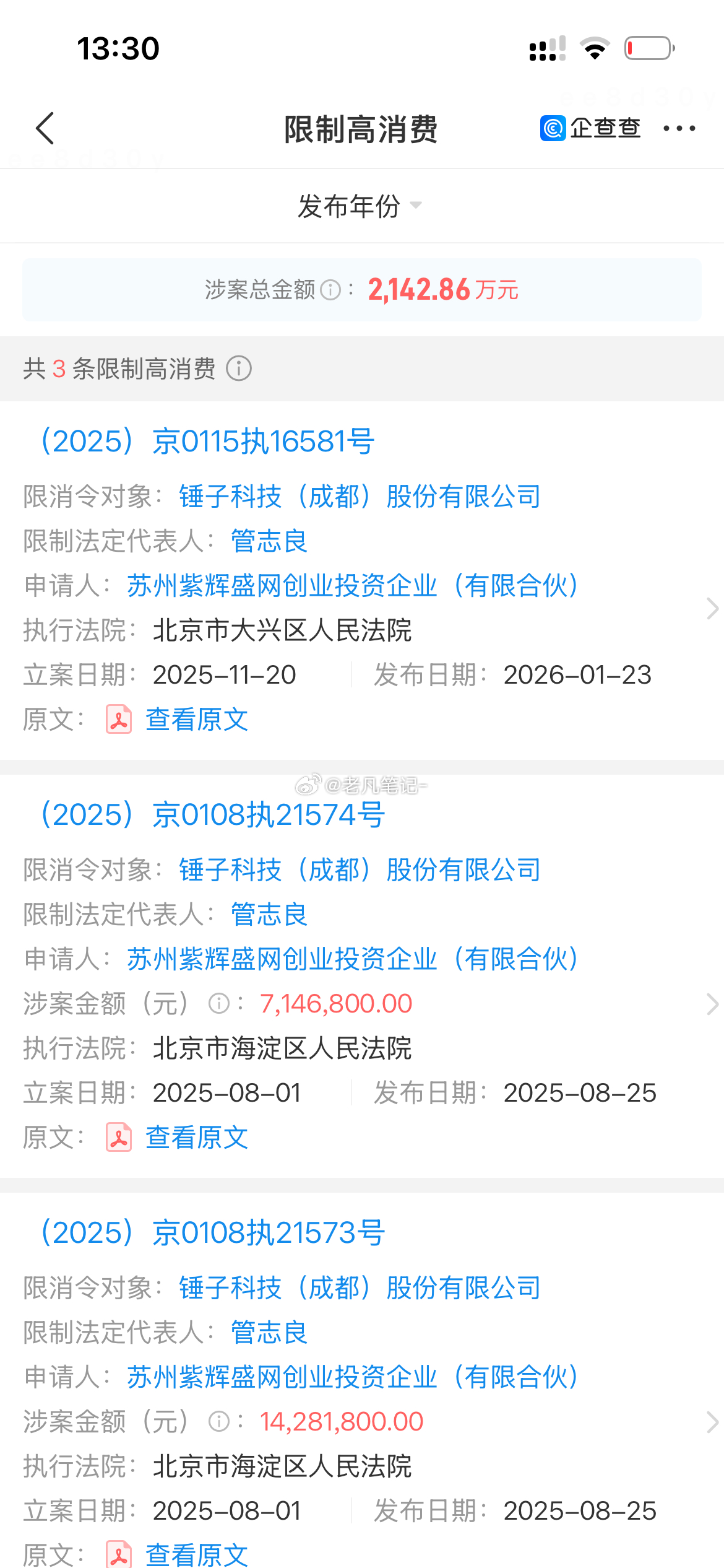 #罗永浩被指欠郑刚两千五百万#这个好久的事，判决都好久了，因为这个锤子科技现在的法人还被限高着呢，怎么突然上热搜了，好突然的热搜，因为这件事罗永浩和郑刚两个人经常互怼，好像还有什么名誉权的案子，感觉以老罗现在的收入有点故意不还的意思，当然主要还是限高的不是老罗，所导致的“升米恩，斗 ​