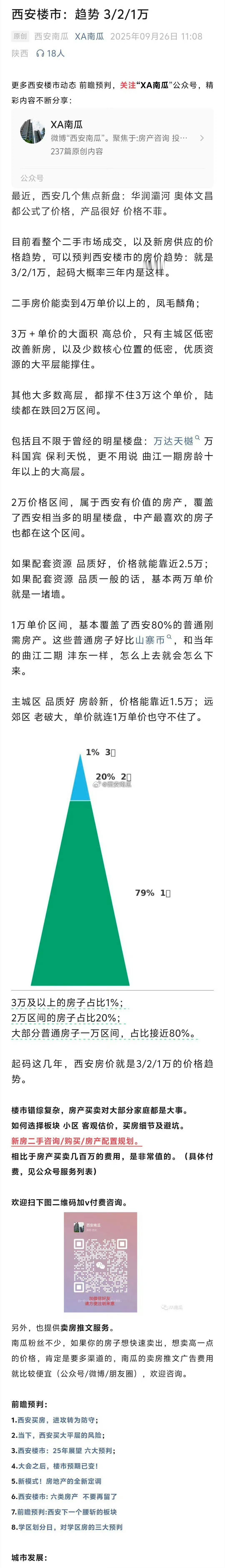 你们有没有发现：现在西安哪怕是位置很好的房子，单价也很难超过3万了。 ...