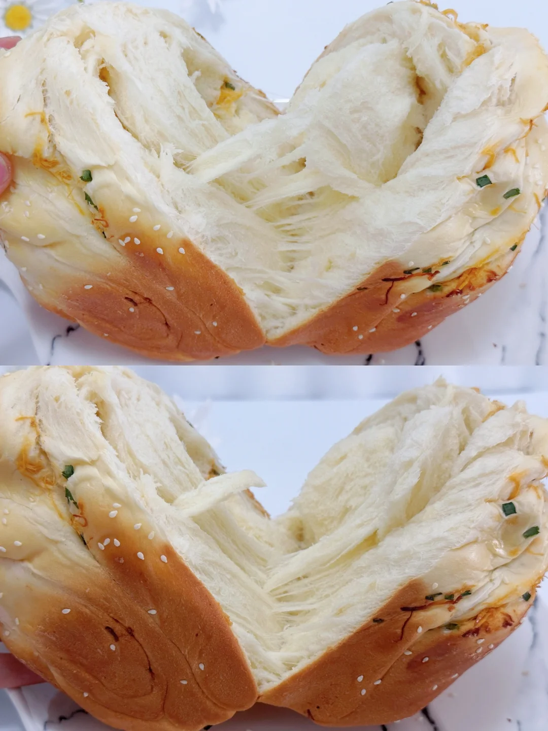 面包机版香葱肉松吐司！松软拉丝～只需要一次发酵的经典吐司！