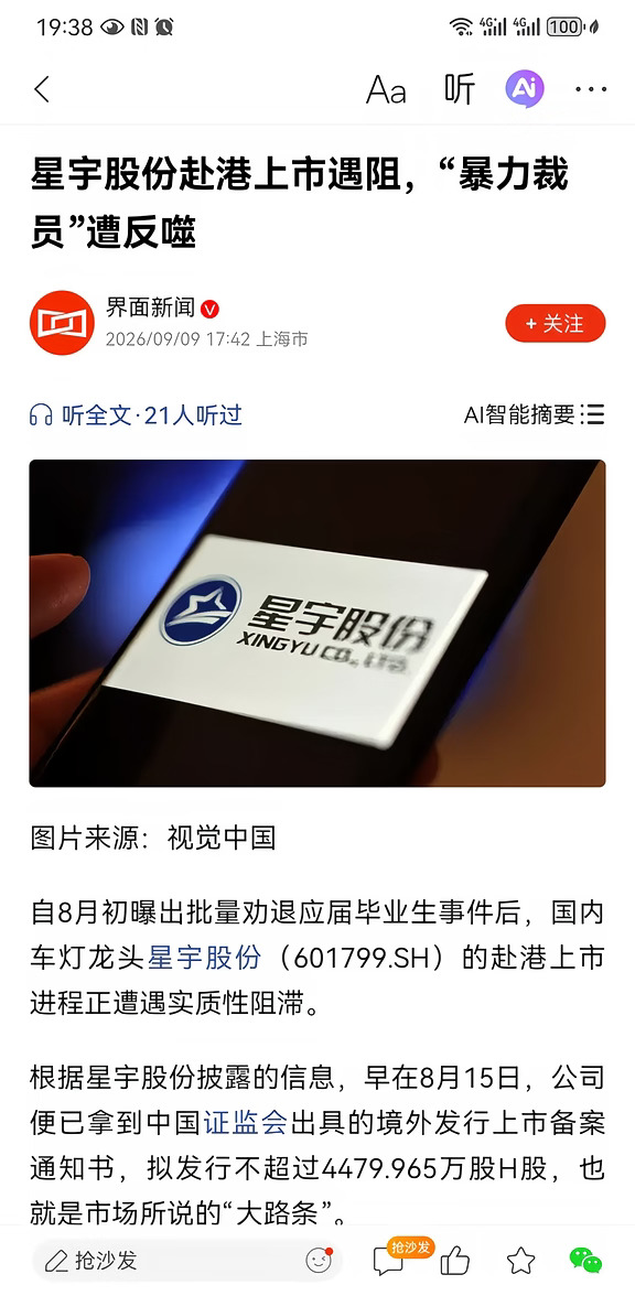 星宇股份赴港上市遇阻，暴力裁员遭反噬