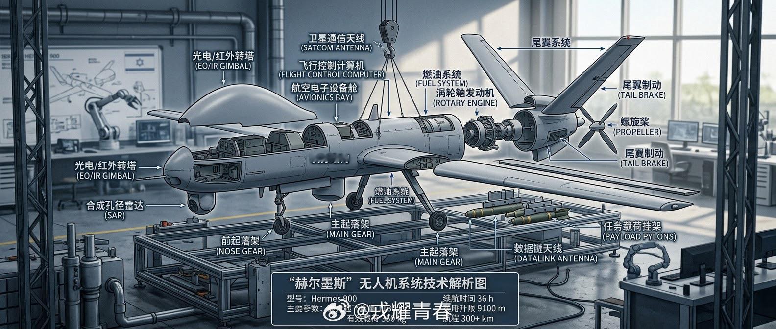 从450公斤到1吨：“赫尔墨斯”无人机家族的“成长史”

如果说“苍鹭”是以色列无人机的“旗舰”，那“赫尔墨斯”（Hermes）就是那个最能打的“主力舰队” 。

“赫尔墨斯”系列由以色列银箭公司研制。家族有两个核心型号：

赫尔墨斯450：1994年首飞，1999年进入以色列空军和陆军服役。最大起飞重量45 ​